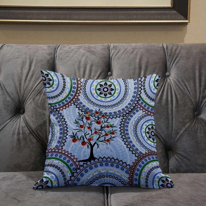 Housse et insert de coussin décoratif en polyester, Bleu / Brun, 20 po x 20 po