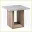Table basse contemporaine en marbre Gregory avec finition en bois brun clair - surface facile à nettoyer Base de piédestal stable