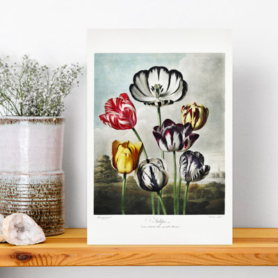 Art contemporain contemporain, paysage de tulipes rustiques rétro