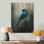 Oiseau bleu dans la forêt, pluie II - Art mural en bois oiseau - sur bois de pin naturel