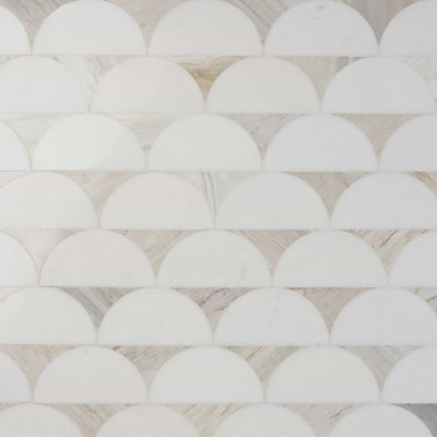 Moonrise Polished Thassos Marble Mosaic Tile