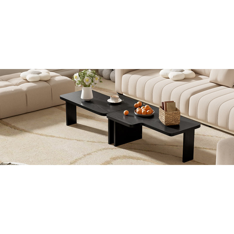 U-Can Modern Minimalist Coffee Table Set, Rectangle Coffee Table With Splicing Design, Multifunctional Combination Table For Living Room