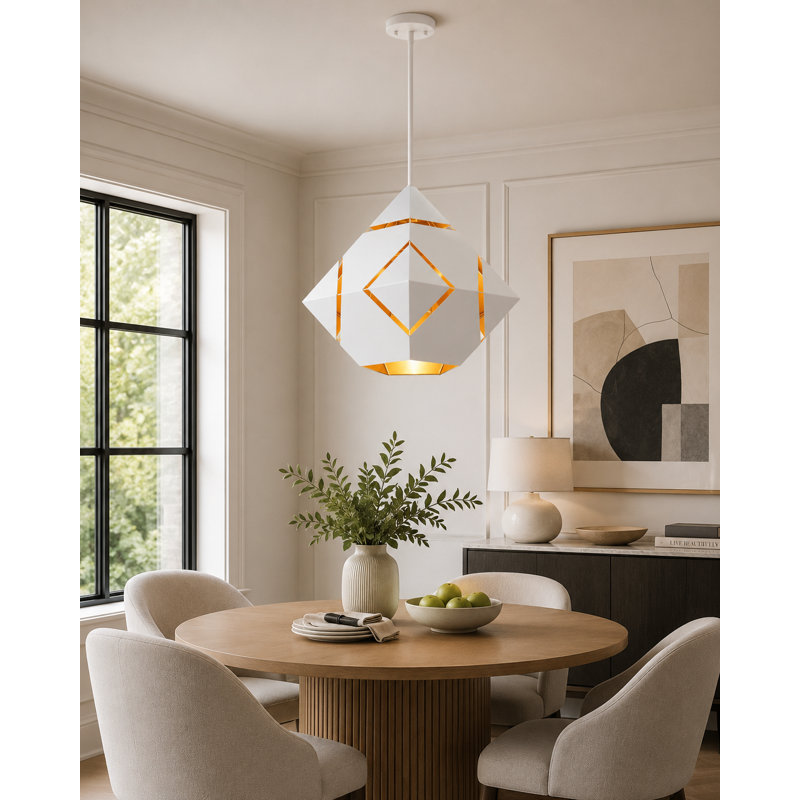 Lustre géométrique unique à 4 lumières Streater, Blanc