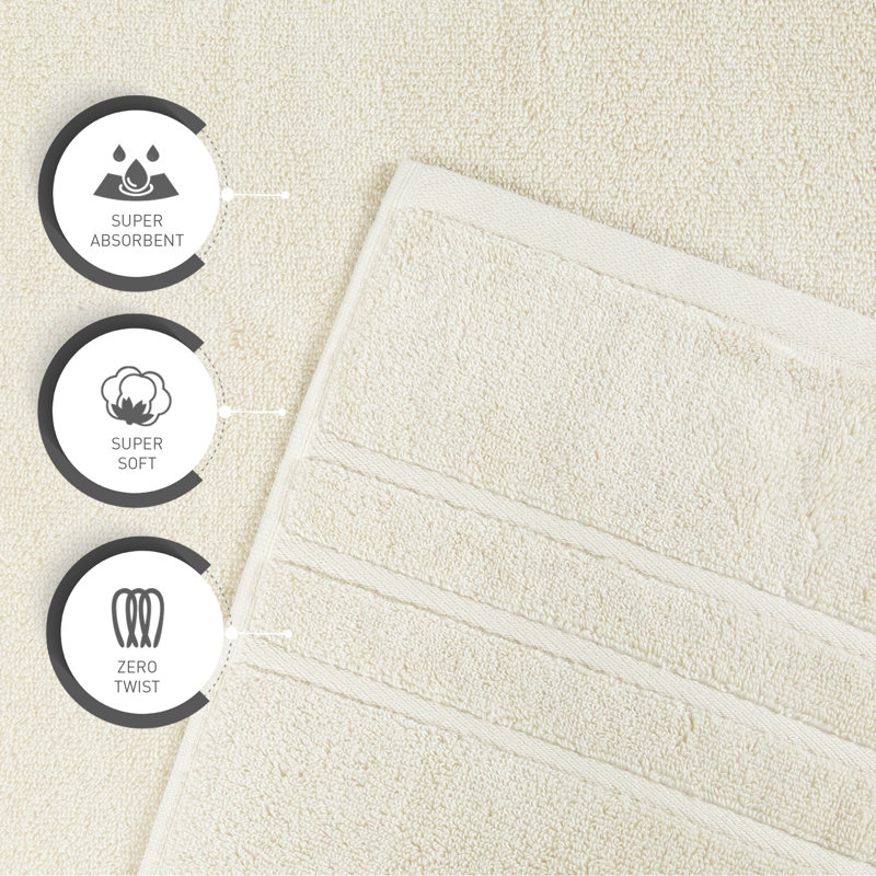 Marguerite Rayon from Bamboo Cotton Blend Bath Towels (Set of 2), Lambs Wool, 2 Bath Towel