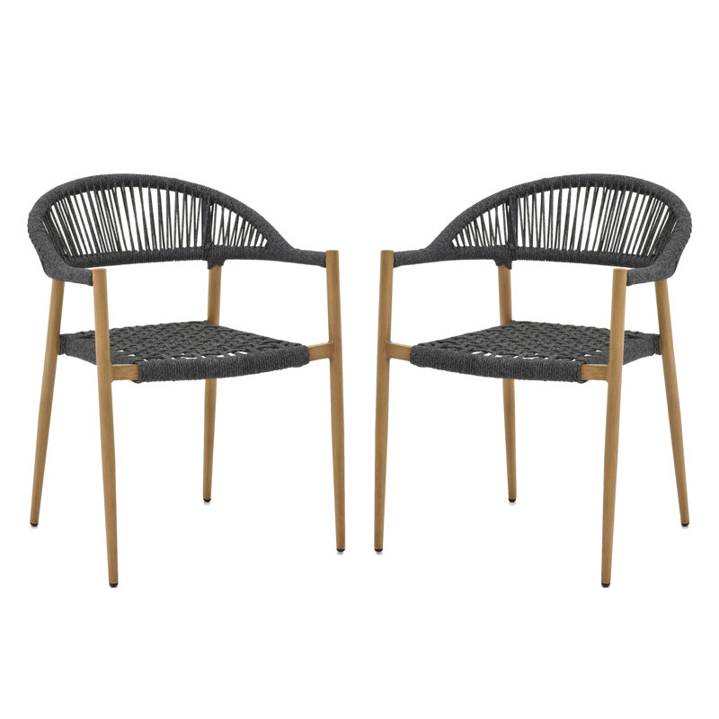 Ensemble de 2 fauteuils de salle à manger d'extérieur Oniel