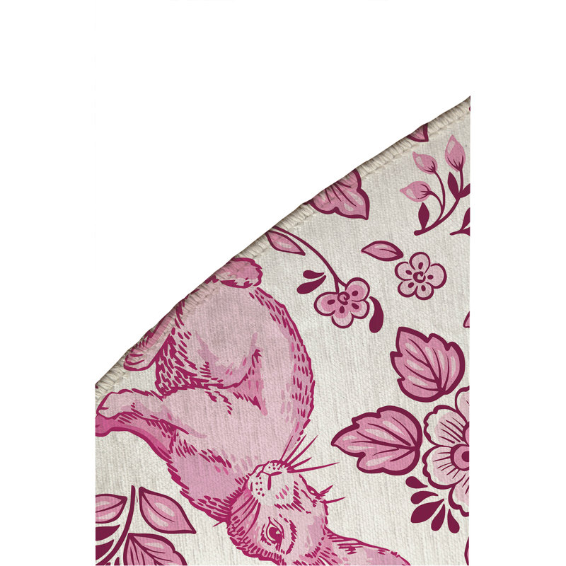 Tapis d'extérieur Bunny, Rose, Rond 5 pi