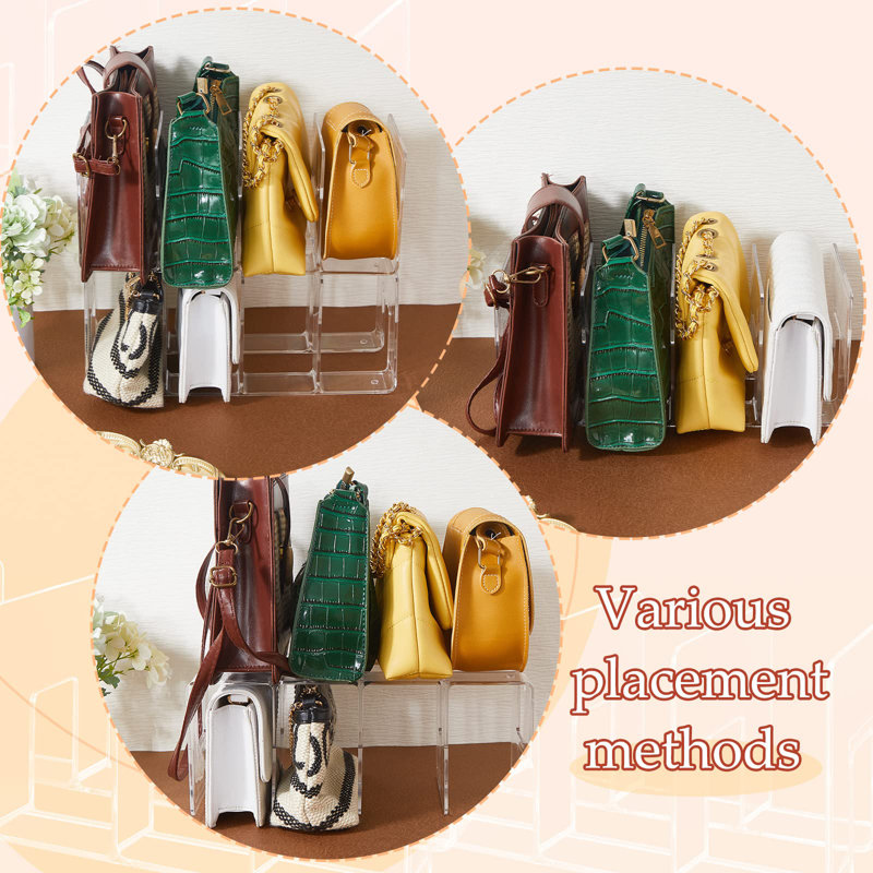 Purse Handbag Organizer Clear Plastic Bag Organizer For Closet 13 X 6 X 5 Inches 4 Sections Shelf Divider Closet Organizers And Storage File Sorter Stand Holder Bookshelf(4 Pcs)