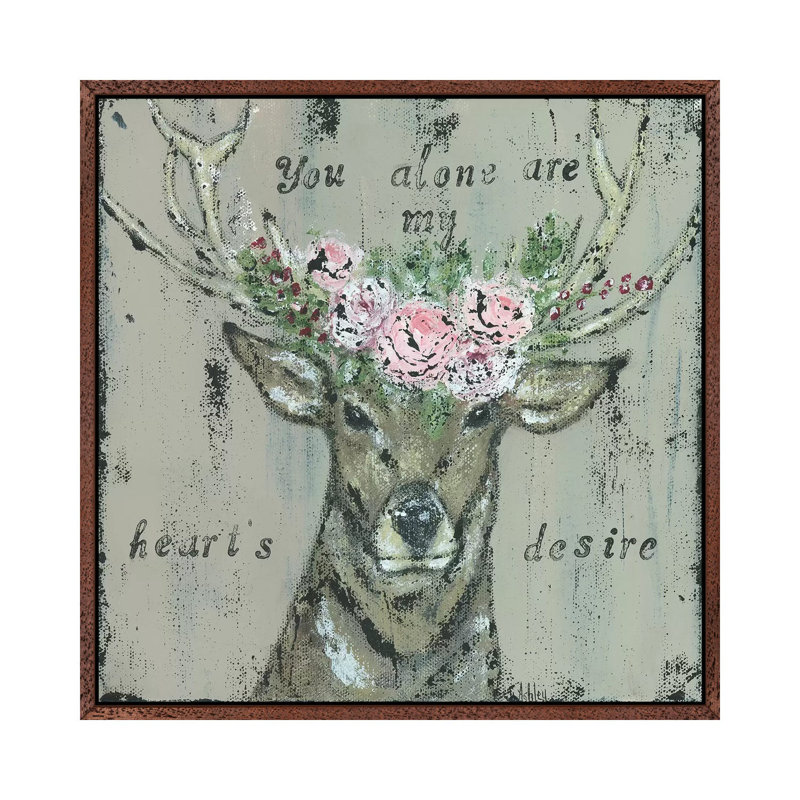 As The Deer II by Ashley Bradley - Print on Canvas, Classic Brown Wood Framed, 45.72 cm H x 45.72 cm W
