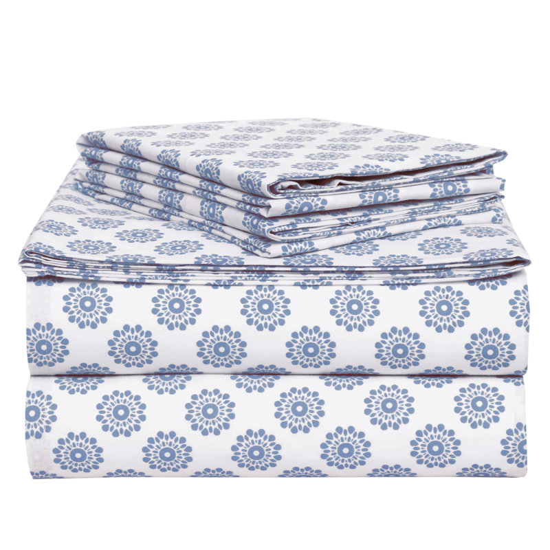 Ensemble de draps 100% coton 200 fils, Grand, Turquoise Mandalas