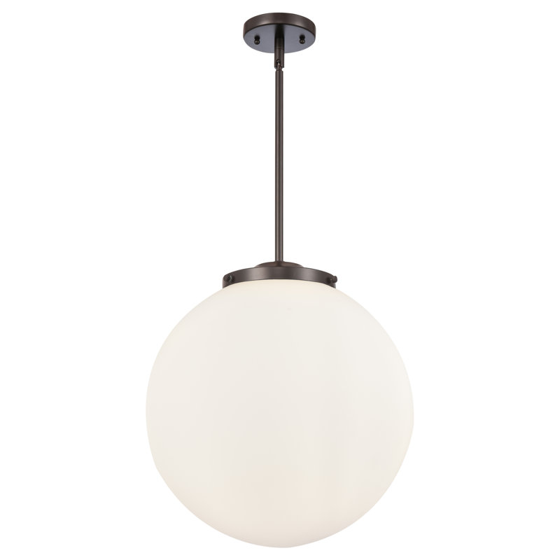 Luminaire suspendu sphère 3 lumières DEL Beacon, Bronze frotté à l'huile, Blanc mat, H 17 po x l 16 po x P 16 po