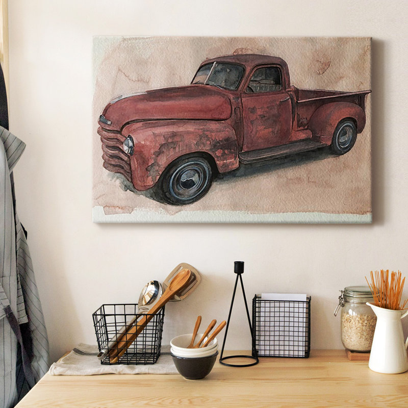 Antique Pickup I, toile tendue avec châssis de qualité supérieure - prête à être accrochée, H 24 po x l 36 po