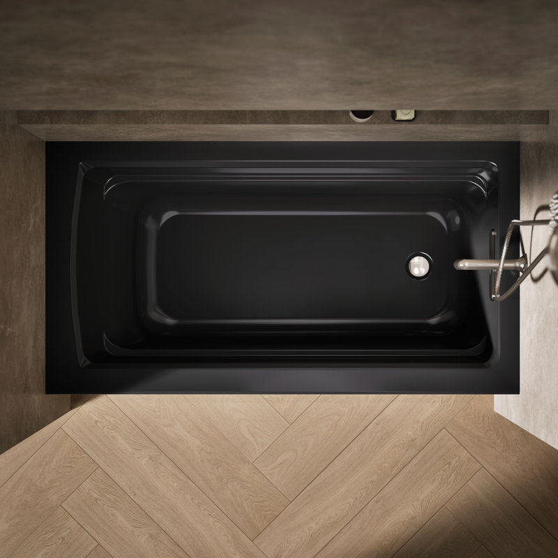 Archer 60" x 32" Alcove/Tile Soaking Bathtub, Black, Right