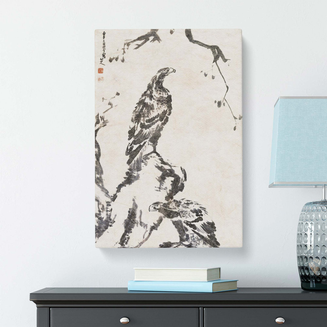 Two Eagles by Bada Shanren - Wrapped Canvas