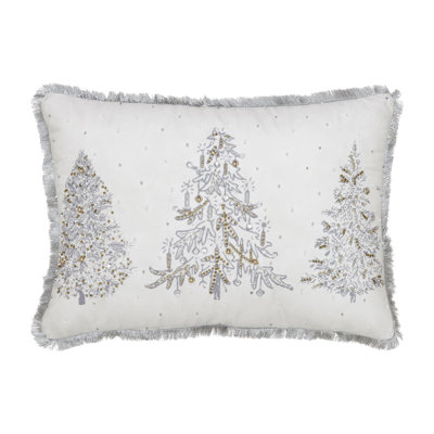 Deer and Pine Embroidered Pillow 18