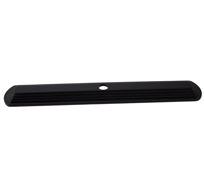 Narrow Rounded Rectangle Cabinet Knob Backplate, Matte Black