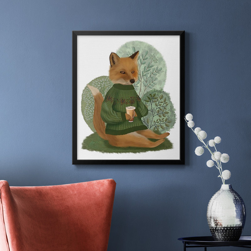 Toile encadrée de qualité supérieure «Latte Fox in Pull» - prête à être accrochée, Noir, H 24 po x l 20 po