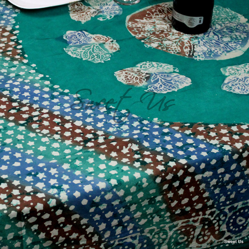 Floral 100% Cotton Tablecloth, Green