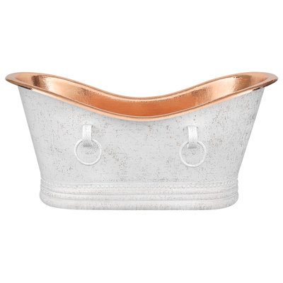 67" Hammered Double Slipper Bathtub With Rings