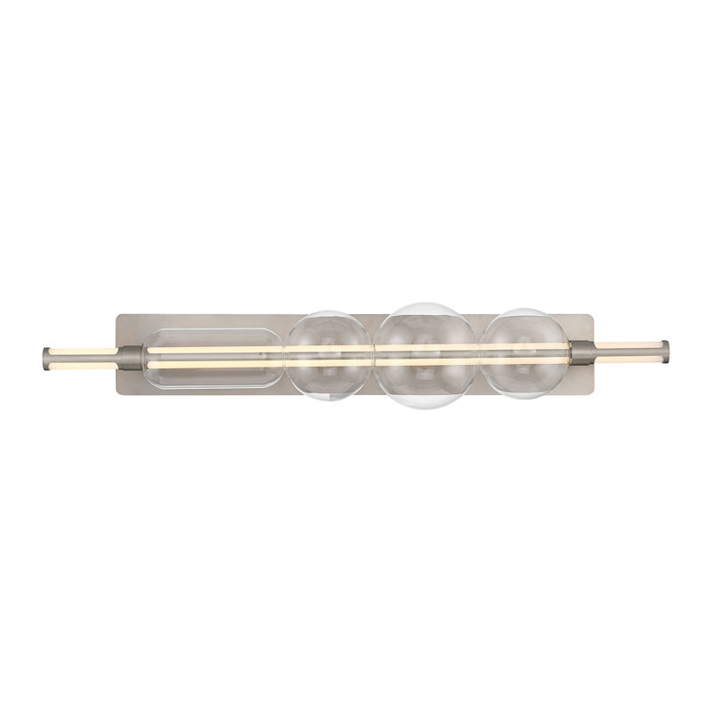 Meuble-lavabo, 40 po, nickel satiné, verre transparent, Nickel satiné