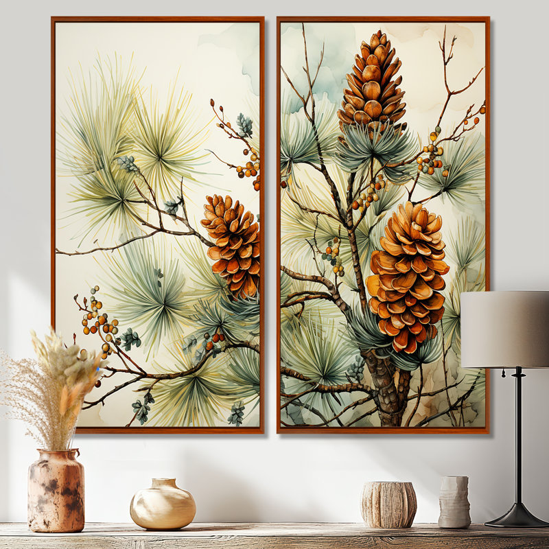 Pine Tree Pine Beauty II - Green, reproduction d'art sur toile, H 32 po x l 32 po, Impression encadrée flottante, Brun