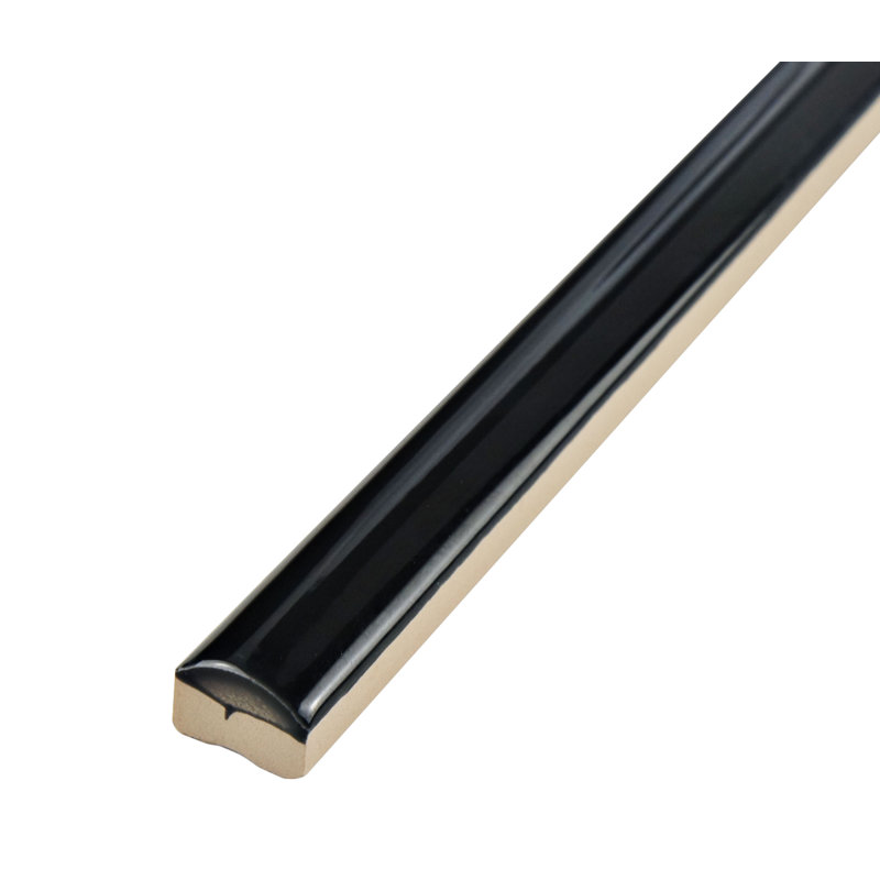 Twist 11.8" x 0.5" Glossy Ceramic Quarter Round Tile Trim in Black