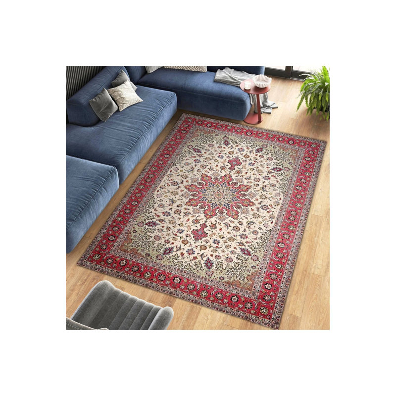 Tapis décoratif à motif tissé à bordure Northern Collection, Tapis de couloir 2 pi 6 po x 6 pi 7 po inclus