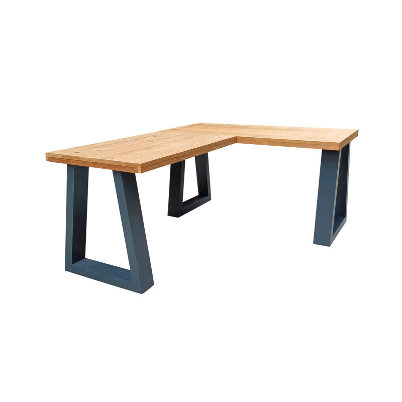 Aghadavy Solid Wood Writing Desk, Black, Natural, 75" H x 150" W x 70" D