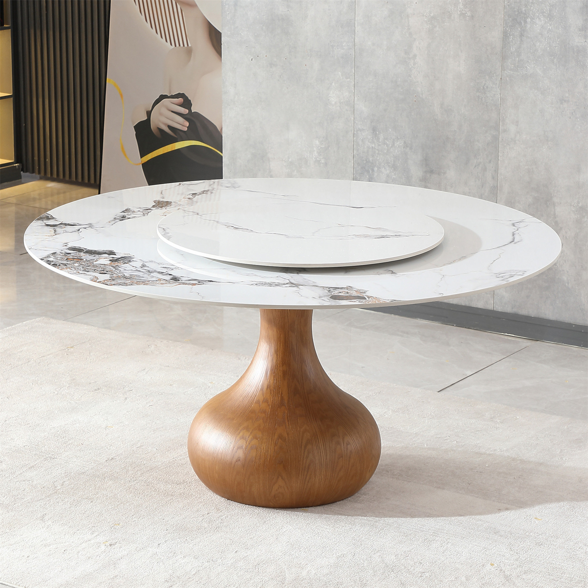 Corrigan Studio 53" Round Sintered Stone Dining Table With Modern ...