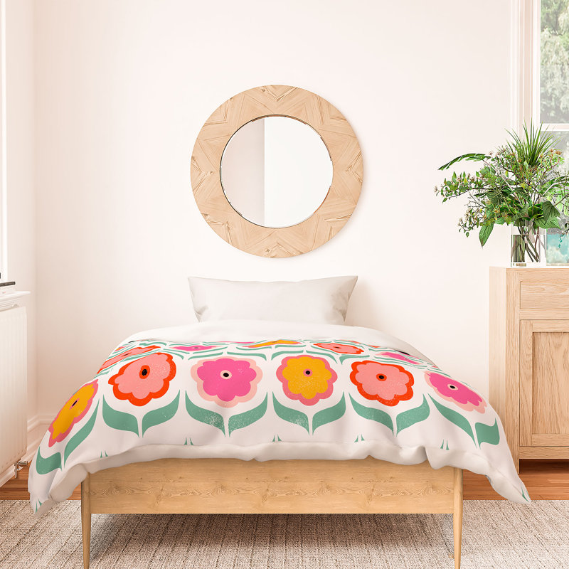 Ensemble de housse de couette en coton standard rouge / jaune / rose Showmemars