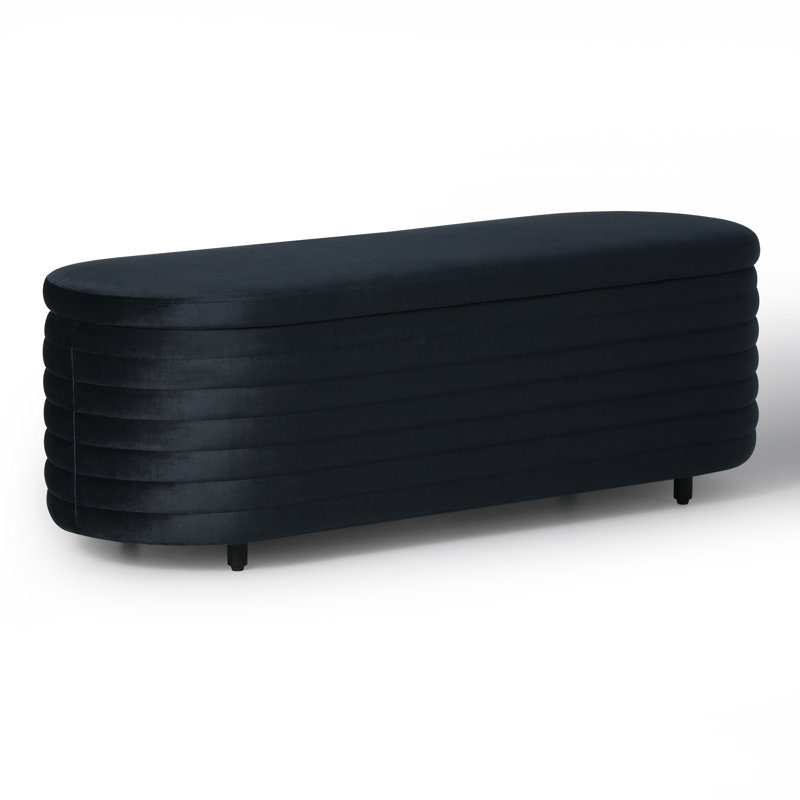 Farrah Upholstered Storage Bench, 18.1" H x 54" W x 19" D, Black