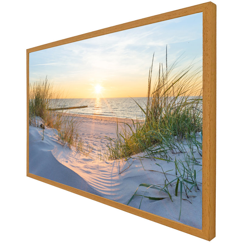 Dann Sunset At The Baltic Sea Beach - Single Picture Frame Print, Oak Framed, 76cm H x 114cm W x 4cm D