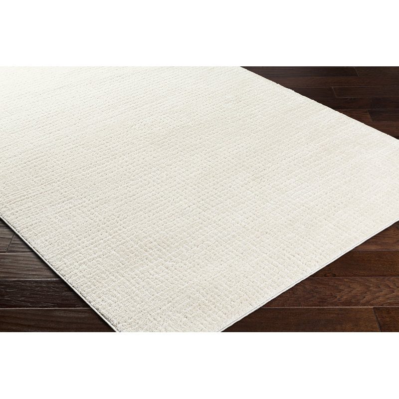 Arny Solid Color Machine Woven Polyester Area Rug in Cream