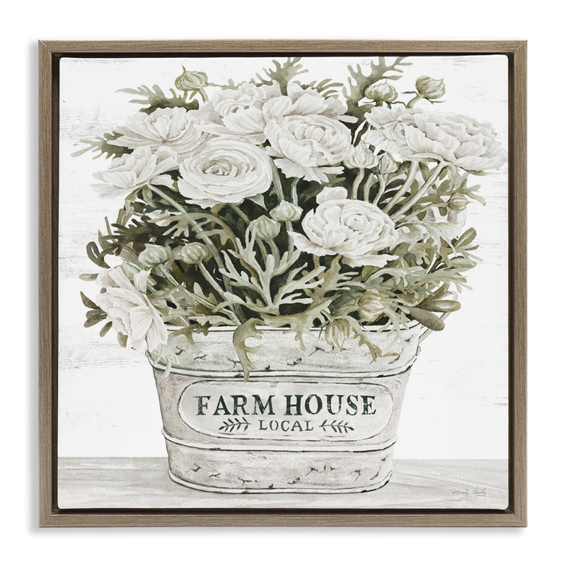 Jardinière Farmhouse Rose Blossoms, Cadre flottant orme Montalcino, H 25 po x l 25 po