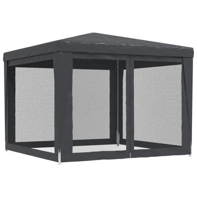 Tente de réception pour l'extérieur avec 4 murs latéraux en PEHD anthracite 9,8 x 9,8 pi