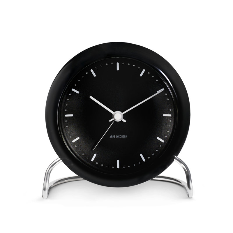 City Hall Analog Electric Alarm Tabletop Clock, Black/Silver