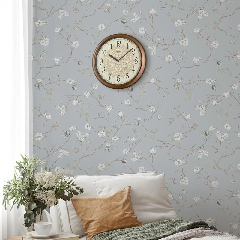 QHA018BLH Traditional Wall Clock, Metallic Brown, Brown