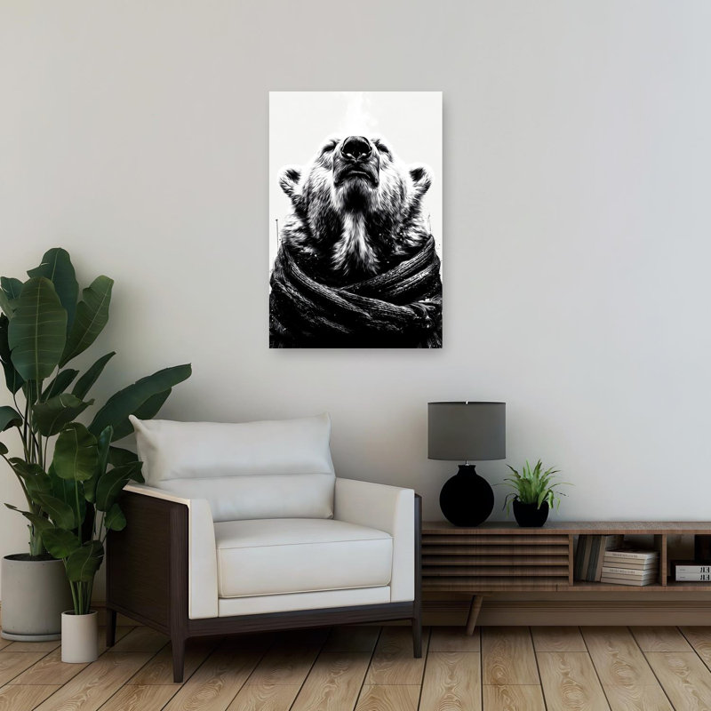 Ours polaire serein, art contemporain, H 36 po x l 24 po