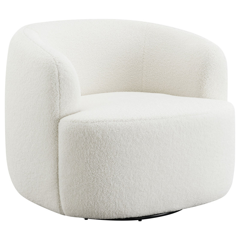 Eadey Faux Sheepskin Upholstered Swivel Chair Natural