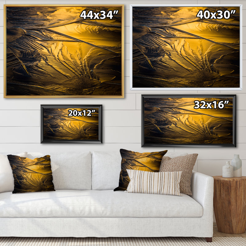 Jaune et gris froid - Photographie sur toile, Cadre flottant noir, H 12 po x l 20 po