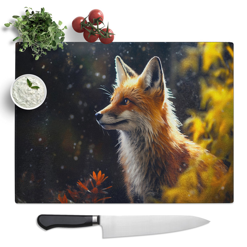 Fox Photograph 8K  Glass Chopping Board