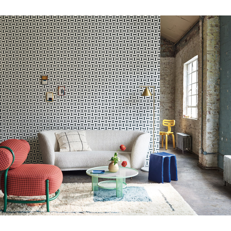 Seville Geometric Wallpaper Roll, Camel/Rust