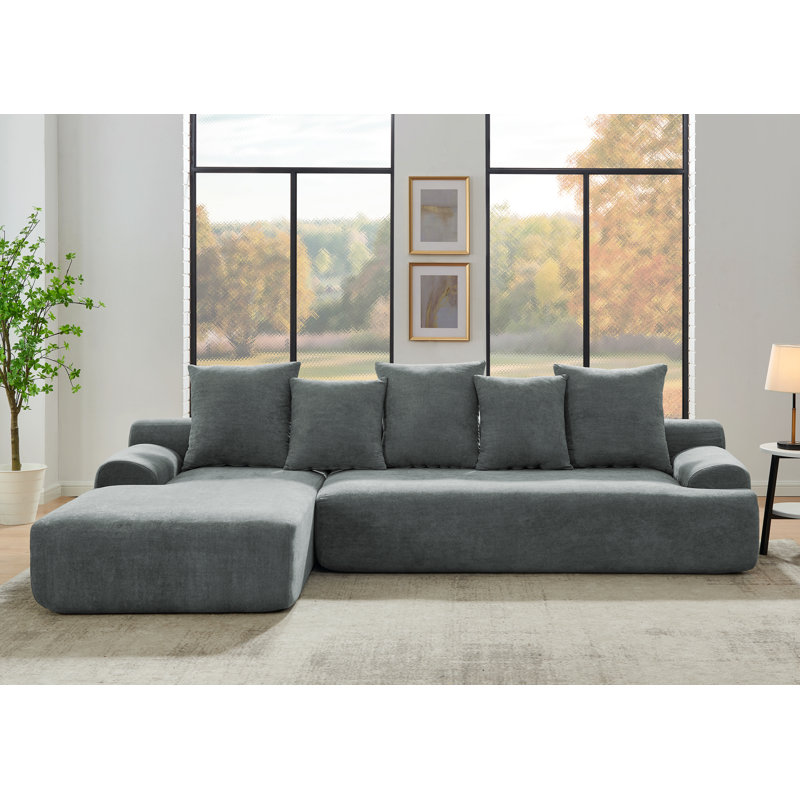 Canapé modulaire modulaire désossé Tavian, Velours gris velours
