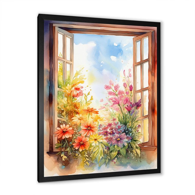 Fenêtre Mayling de fleurs florales IV, Cadre photo noir, H 20 po x l 12 po x P 1 po