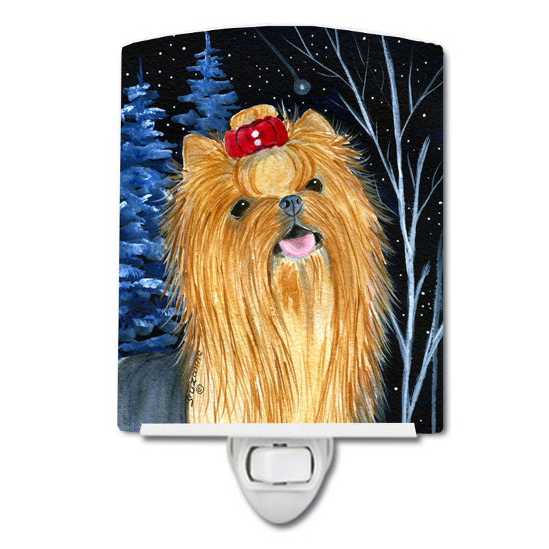Starry Yorkie Ceramic Night Light
