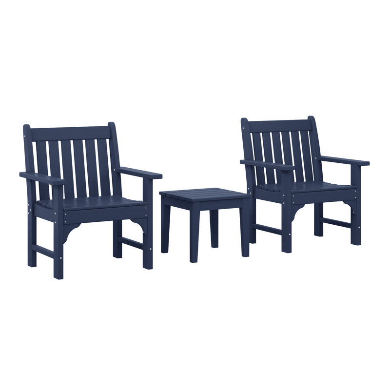 Chaise de jardin avec accoudoirs en polyester 3 pièces Laguna, Marine