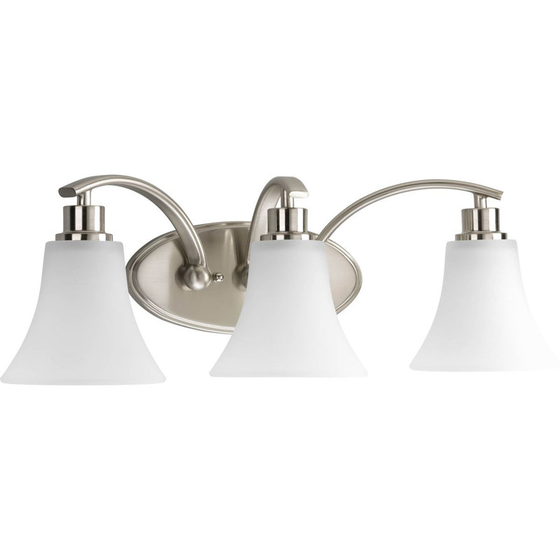 Éclairage pour salle de bain 3 lumières Jilliann, Blanc, Nickel brossé
