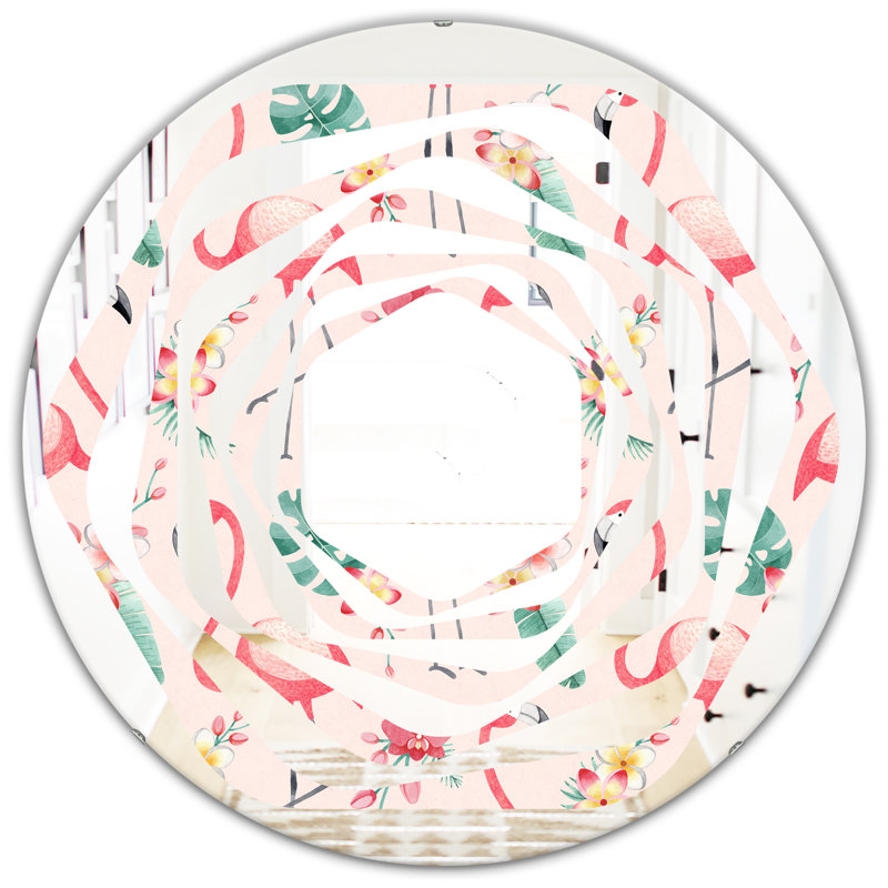 Miroir mural Botanicals, Flowers and Flamingo II, 31,5 po x 31,5 po