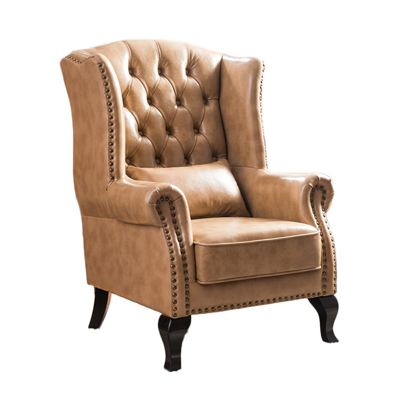 Tekenya Upholstered Accent Chair, Geena Khaki Faux Leather