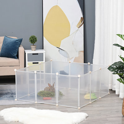 Cage - 12 Panels Plastic Fence For Chinchilla, Guinea Pig, White 18"X14" Small Animal , 18"X14