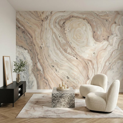 Beige Marble Abstract Wallpaper
